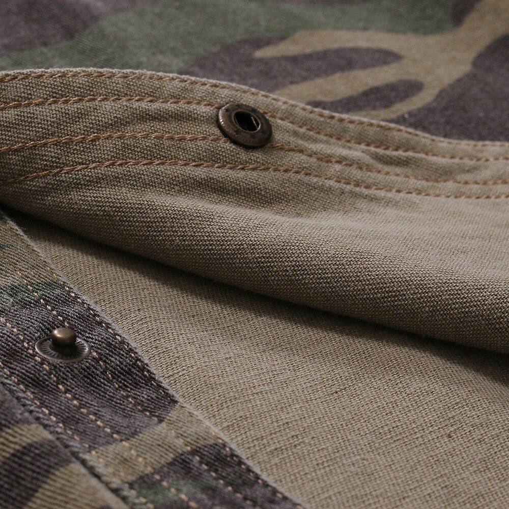 Military Pattern Men Denim Shirt