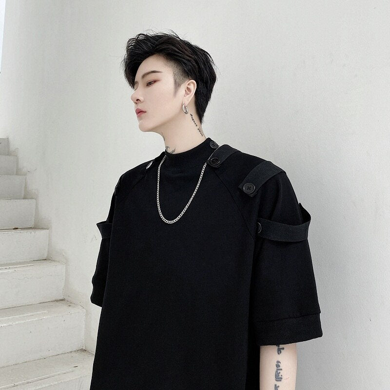 Multi-Buttons Solid Short Sleeve T-Shirt