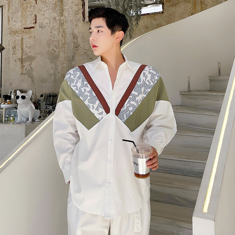 Multicolor Solid and Blue Geometric Printed Shirt