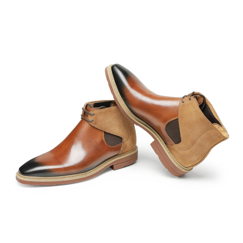 Brogue Genuine Leather Ankle Round Toe Boots