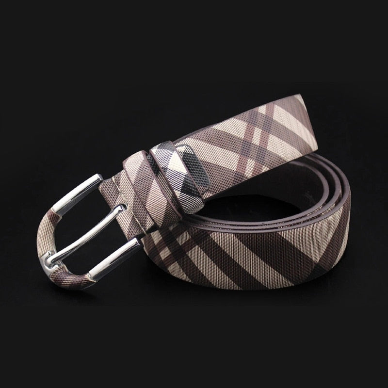 Plaid Pin Buckle Leather Belts