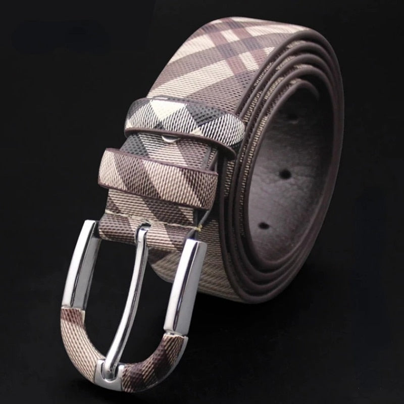 Plaid Pin Buckle Leather Belts