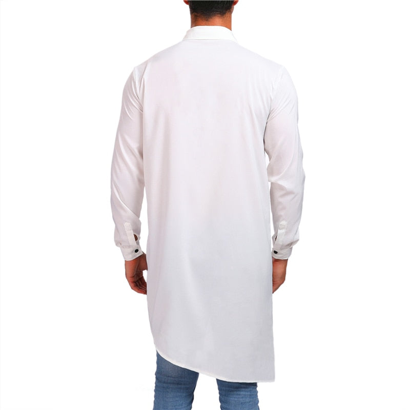 Asymmetry Plain Street Style Men Long Sleeves Shirt - FanFreakz