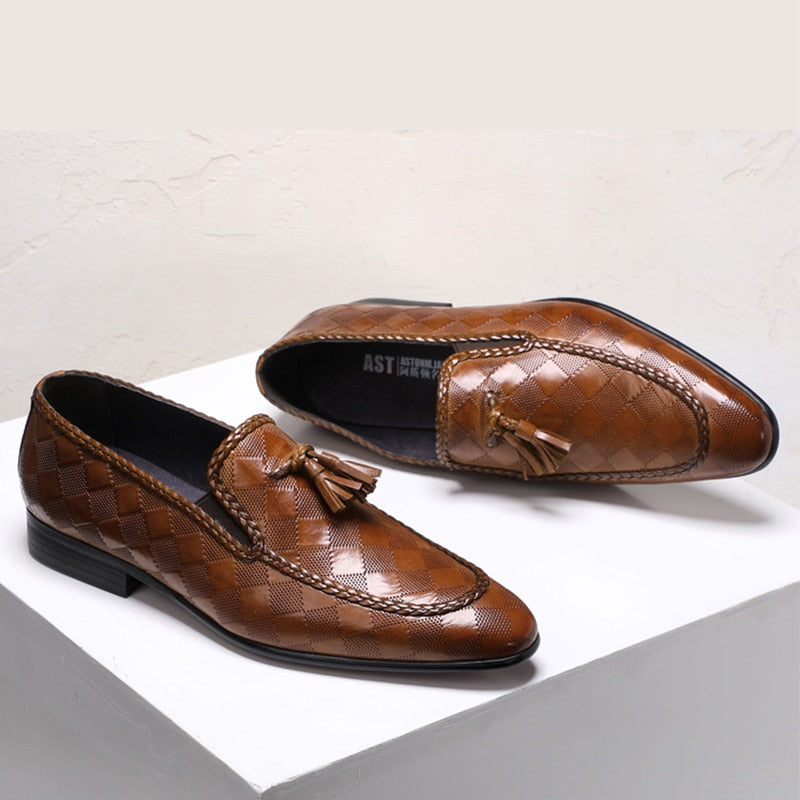 Formal Dress Style Bullock Tassel Genuine Leather Men Shoes