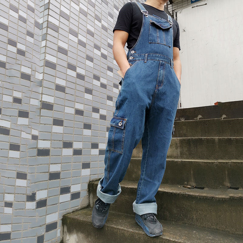 Basic Front Pocket Style Denim Overalls