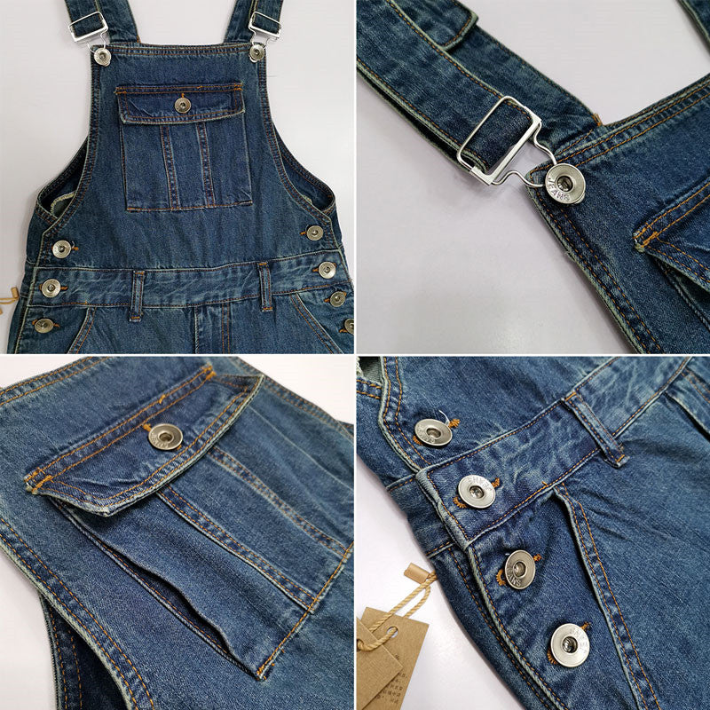 Basic Front Pocket Style Denim Overalls