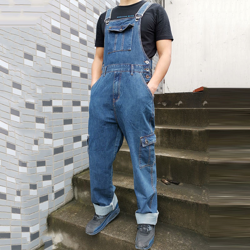 Basic Front Pocket Style Denim Overalls