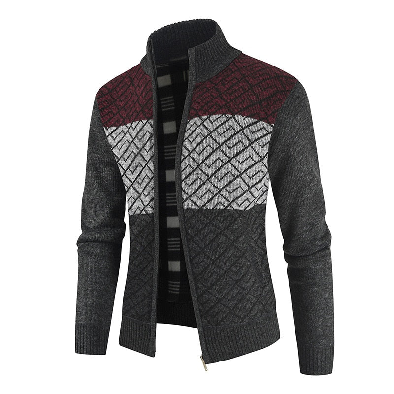 Winter Jagged Knitted Tricolor Cardigan