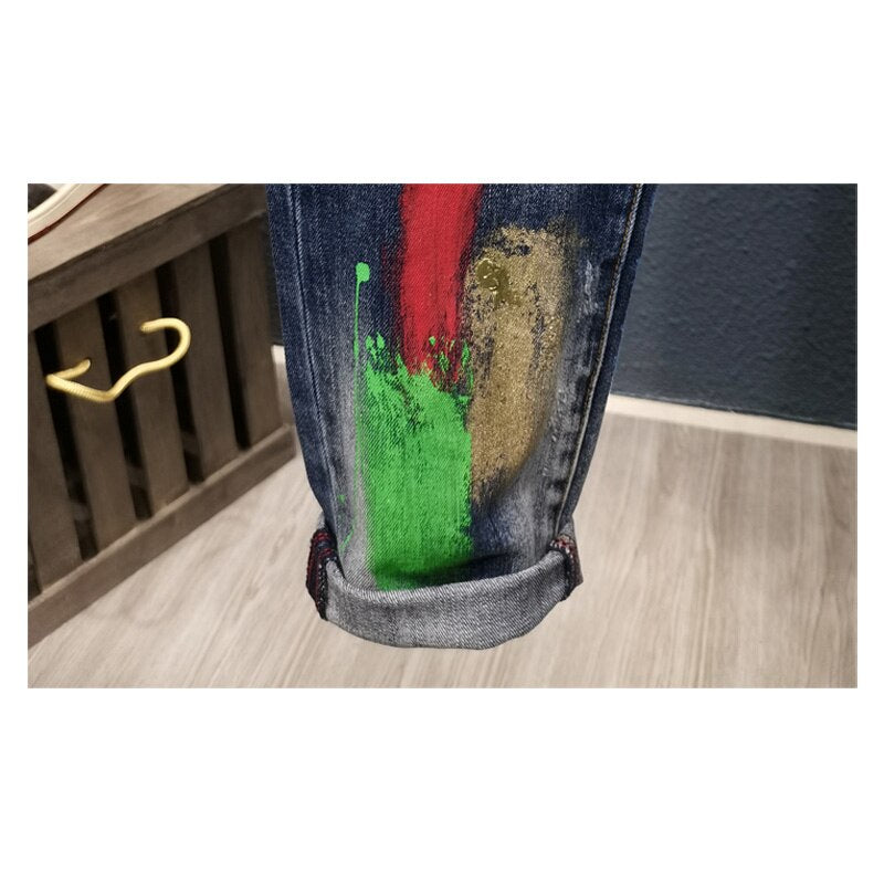 Artistic Style Ripped Slim Jeans