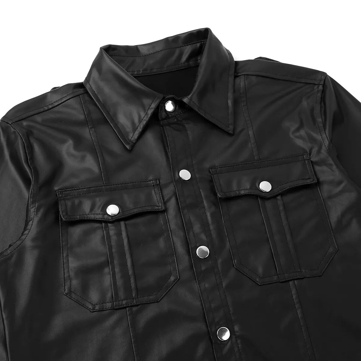 Silver Button Fashion Black Shirt