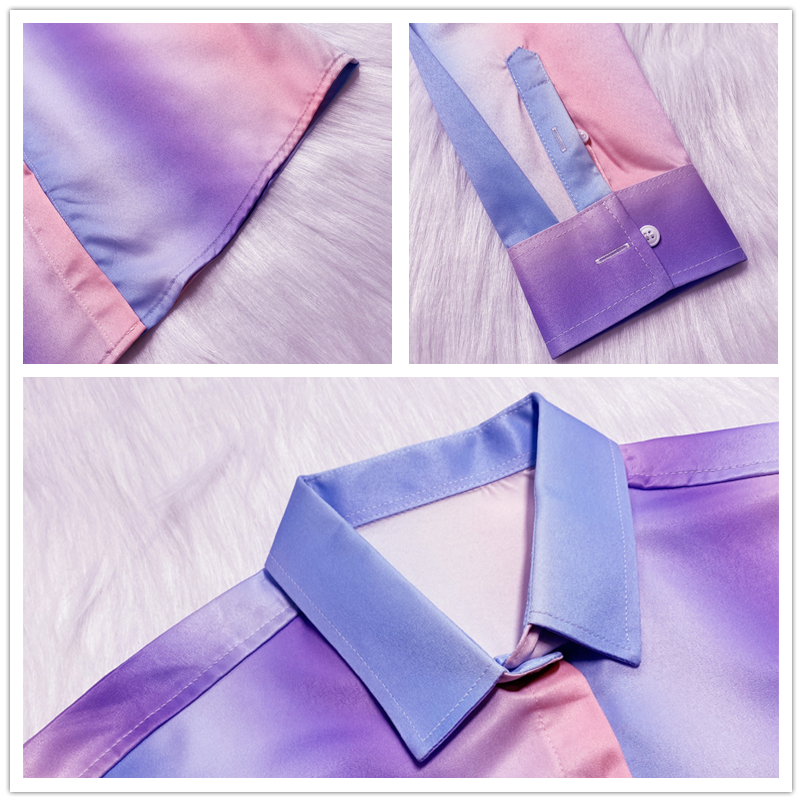 Colorful Long Sleeve Gradation Pattern Men's Shirts