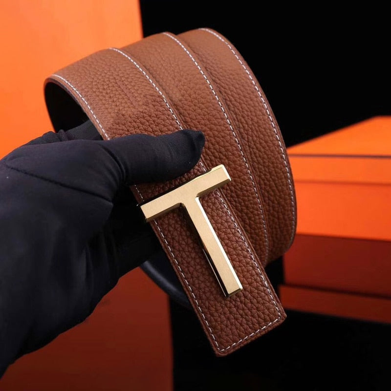 T-Letter Buckle Faux Leather Belt