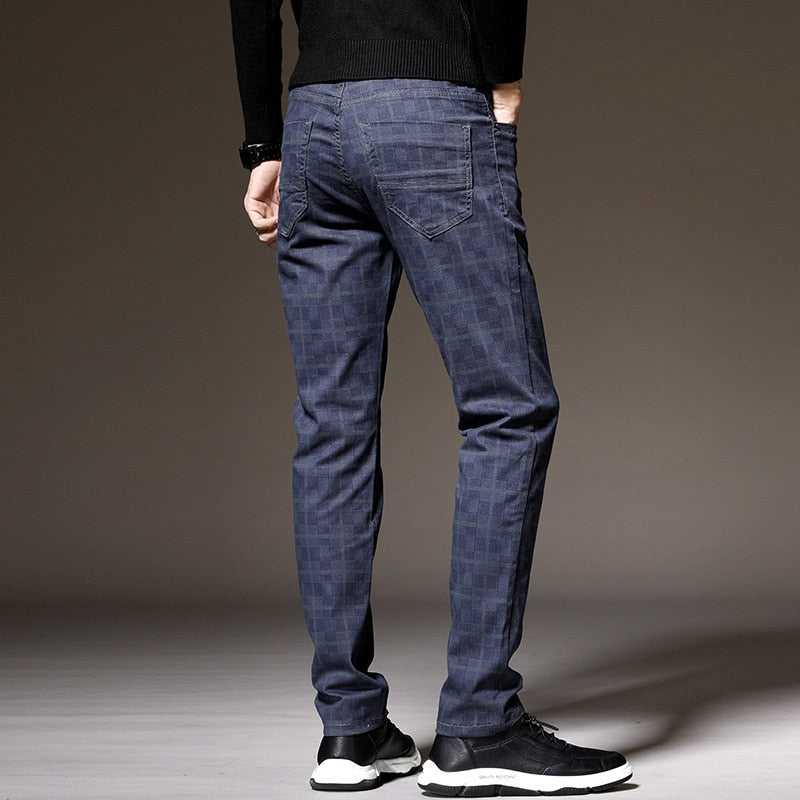 Plaid and Geometric Patterned Regular Fit Trousers
