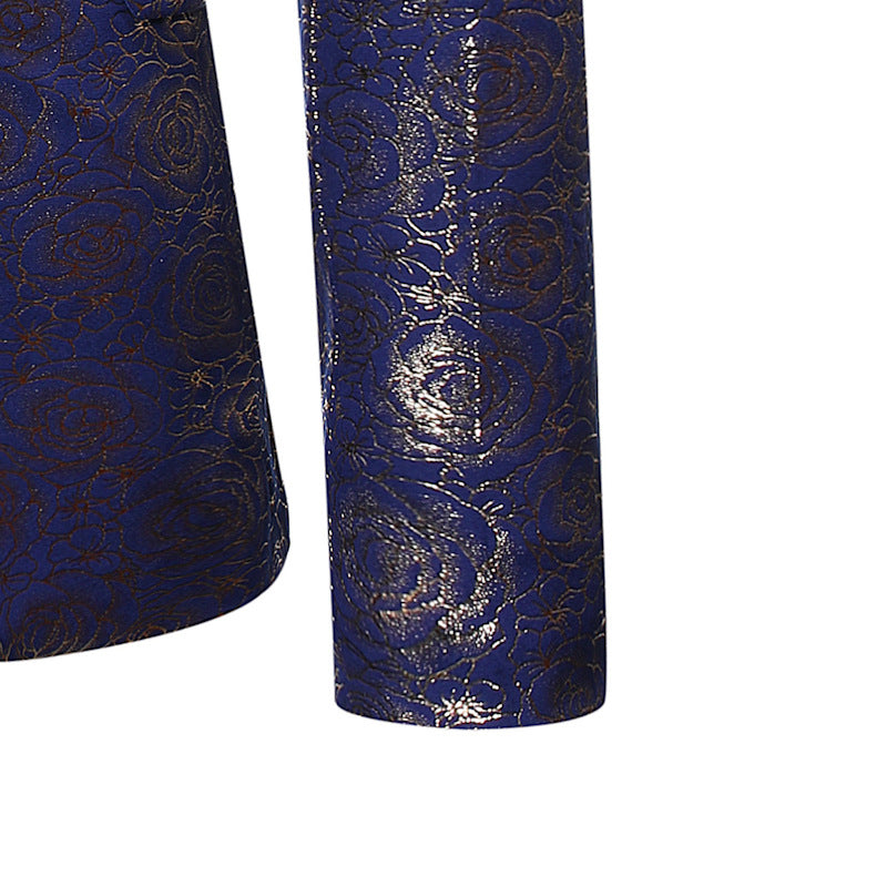 Rose Gold Print Patchwork Collar Dress Style Men Blazer