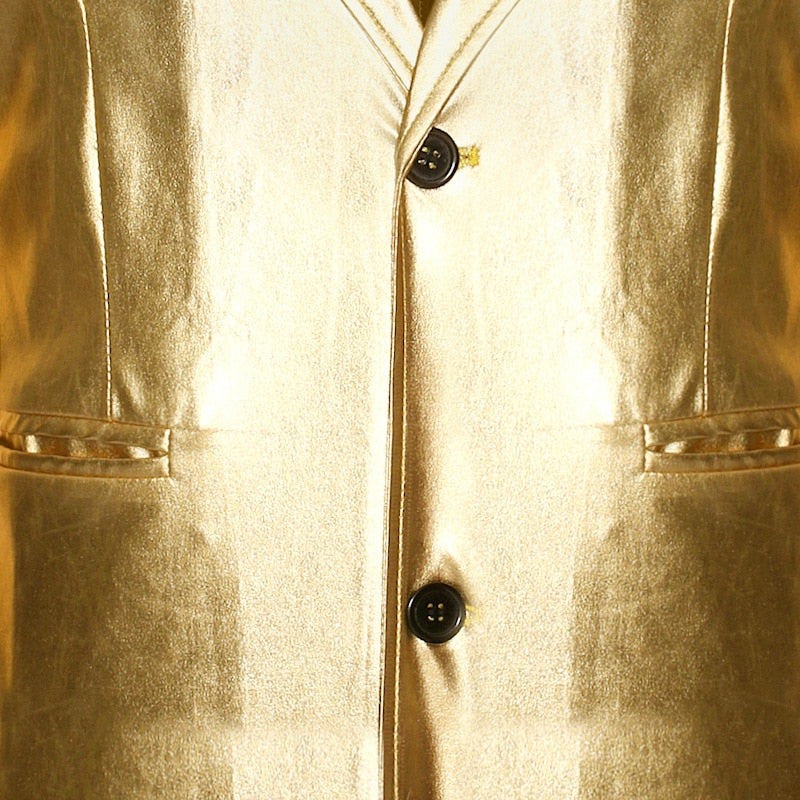 Shiny Gold 2 Pieces Blazer and Pants Suit Set