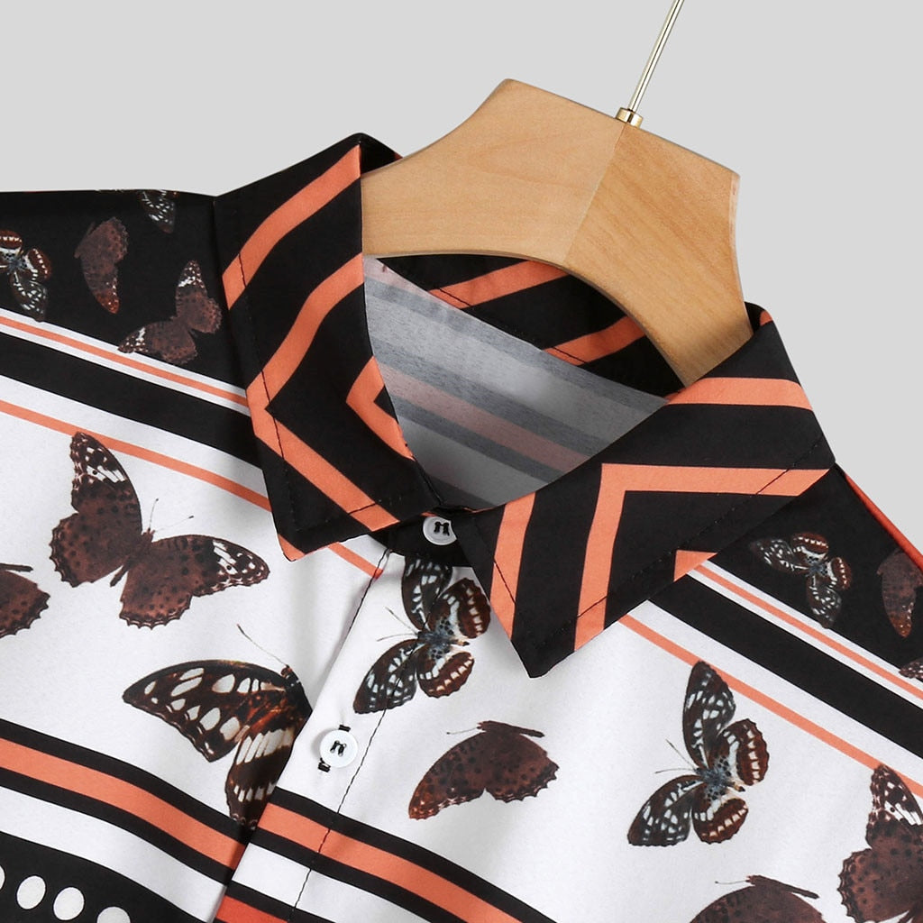 Mixed Pattern Long Sleeve Casual Print Men Shirts