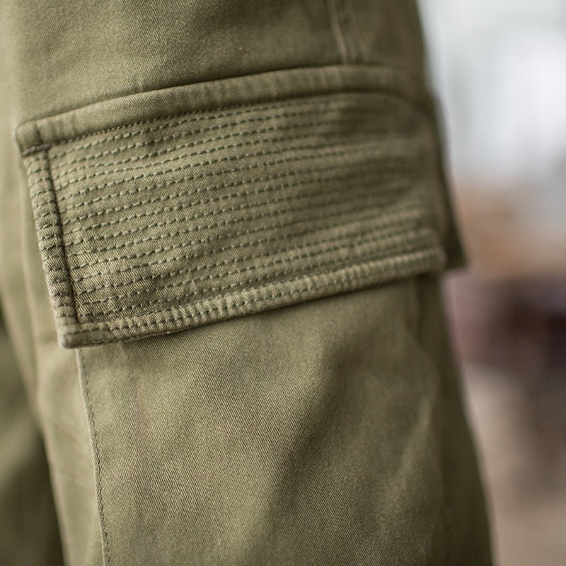 Slim Fit Cotton Twill Cargo Jogger Multi Pocket Style Men Pants