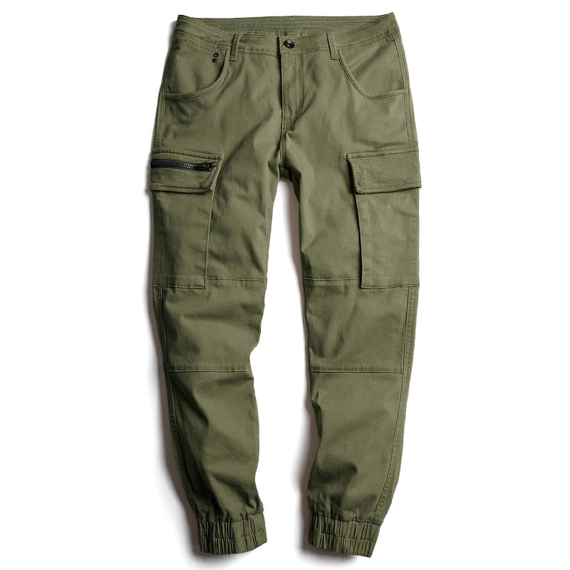 Slim Fit Cotton Twill Cargo Jogger Multi Pocket Style Men Pants