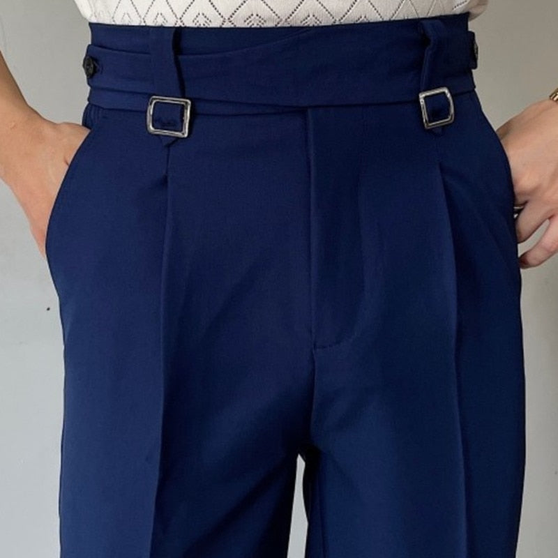Navy Suit Side Buckle Trouser