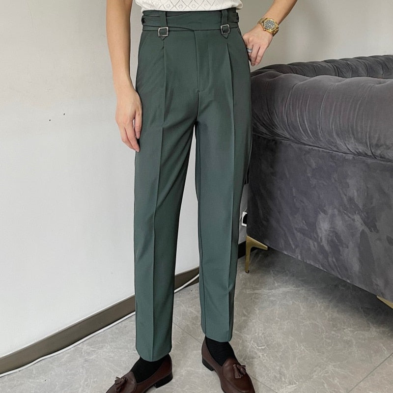 Navy Suit Side Buckle Trouser