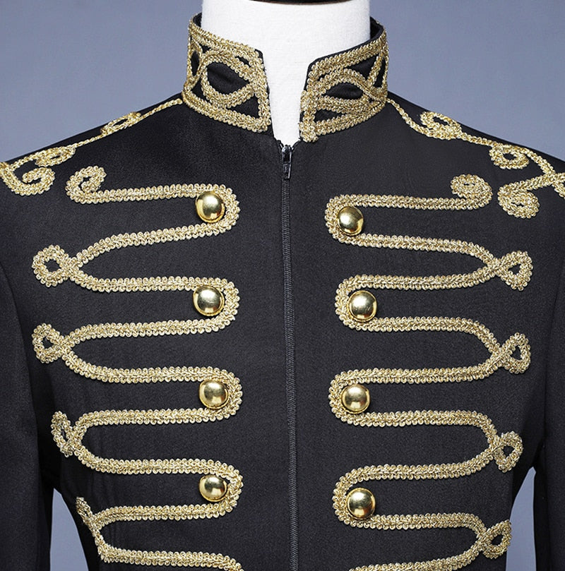 Stand Collar Casual Steampunk Drummer Parade Costume Men Blazer