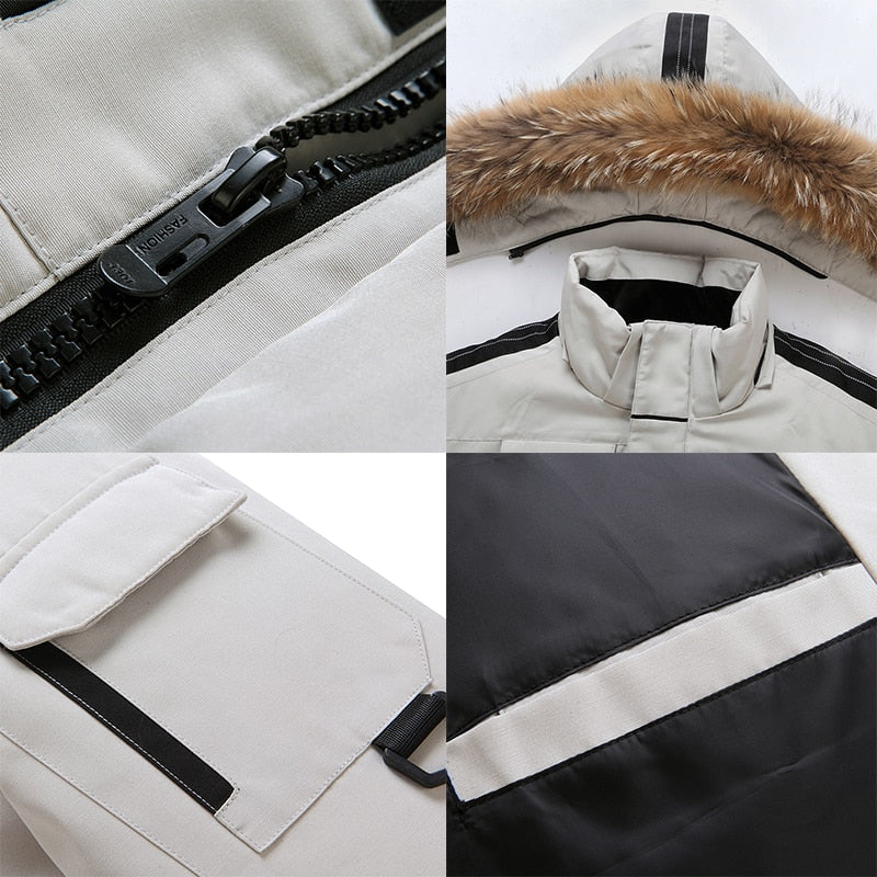 Polyester Zipper Closure White Duck Down Filling Hoodie