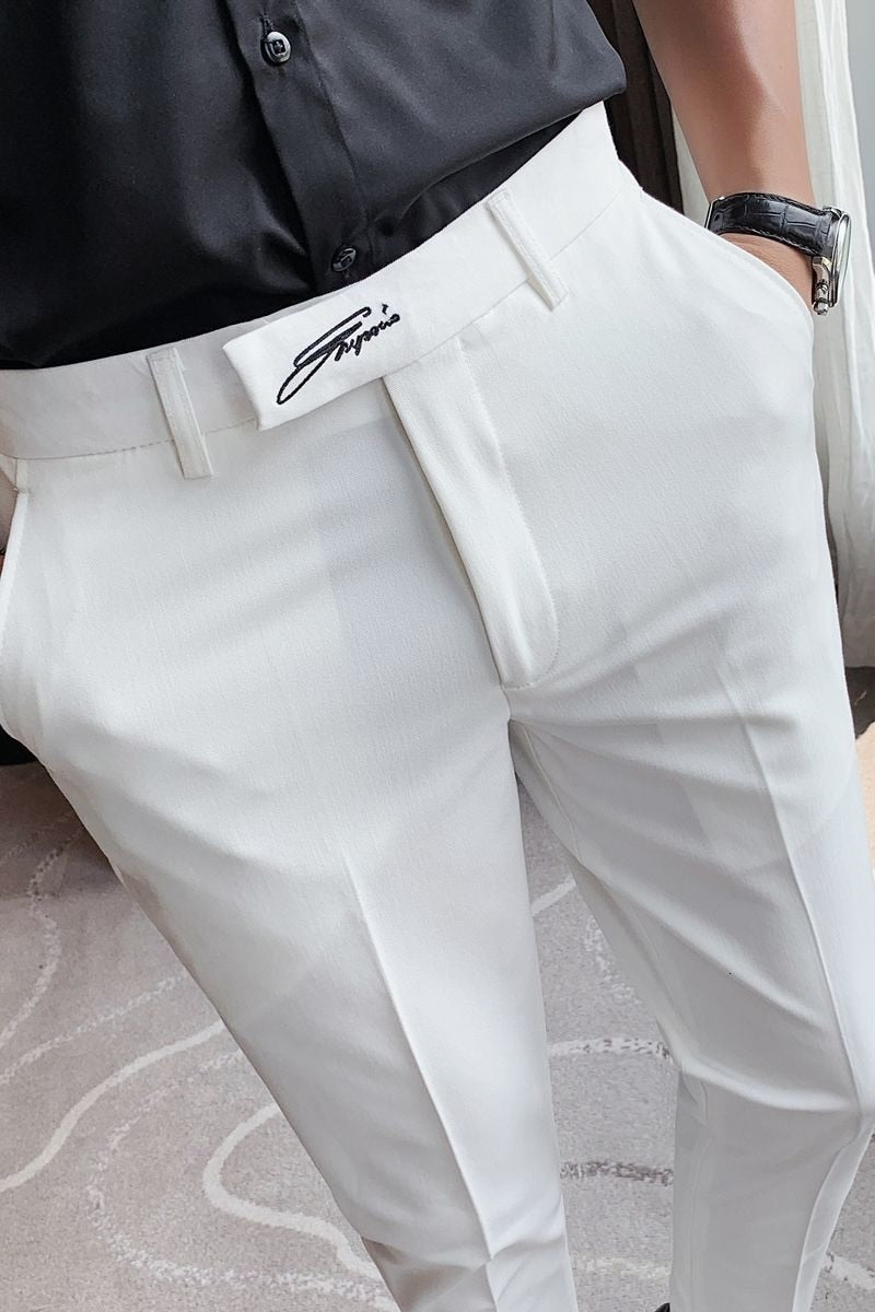 Letter Decorated Short Waist Sash Style Trousers