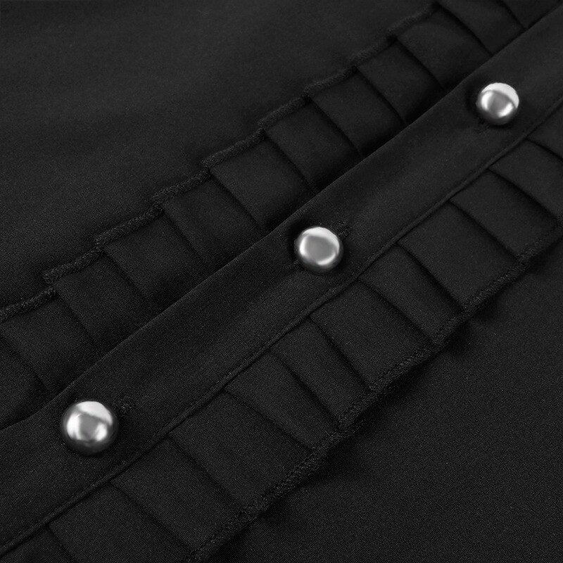 Black Pleated Steampunk Style Shirt