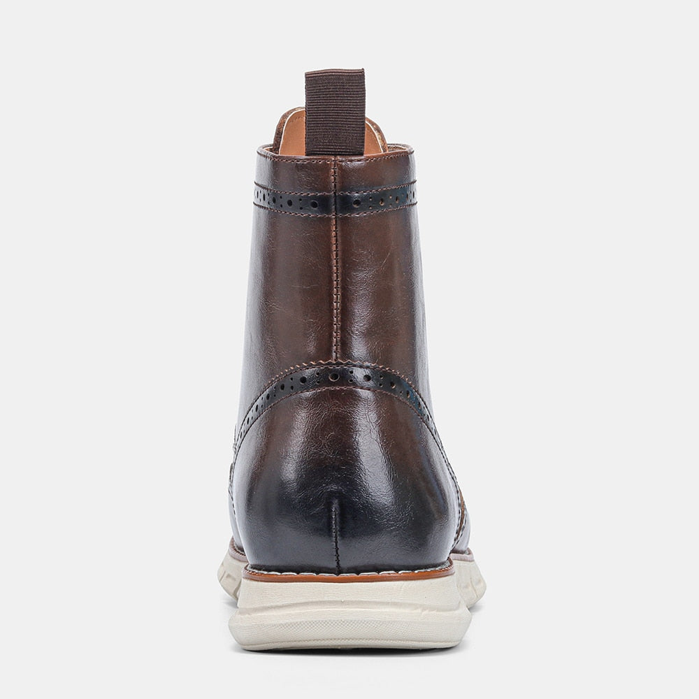 PU Leather Dark Brown Lightweight Walking Boots