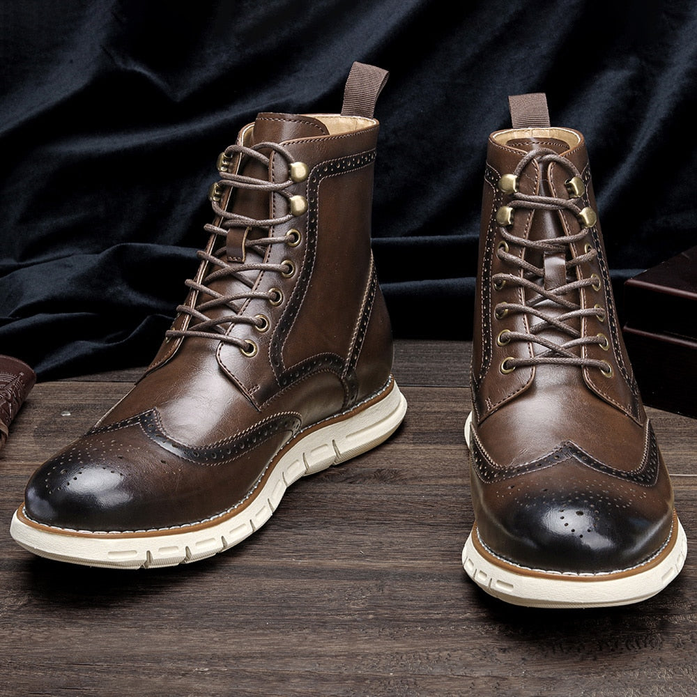PU Leather Dark Brown Lightweight Walking Boots