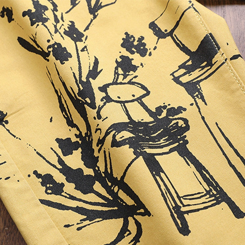 Chair and Bird Scenery Silhouette Jeans