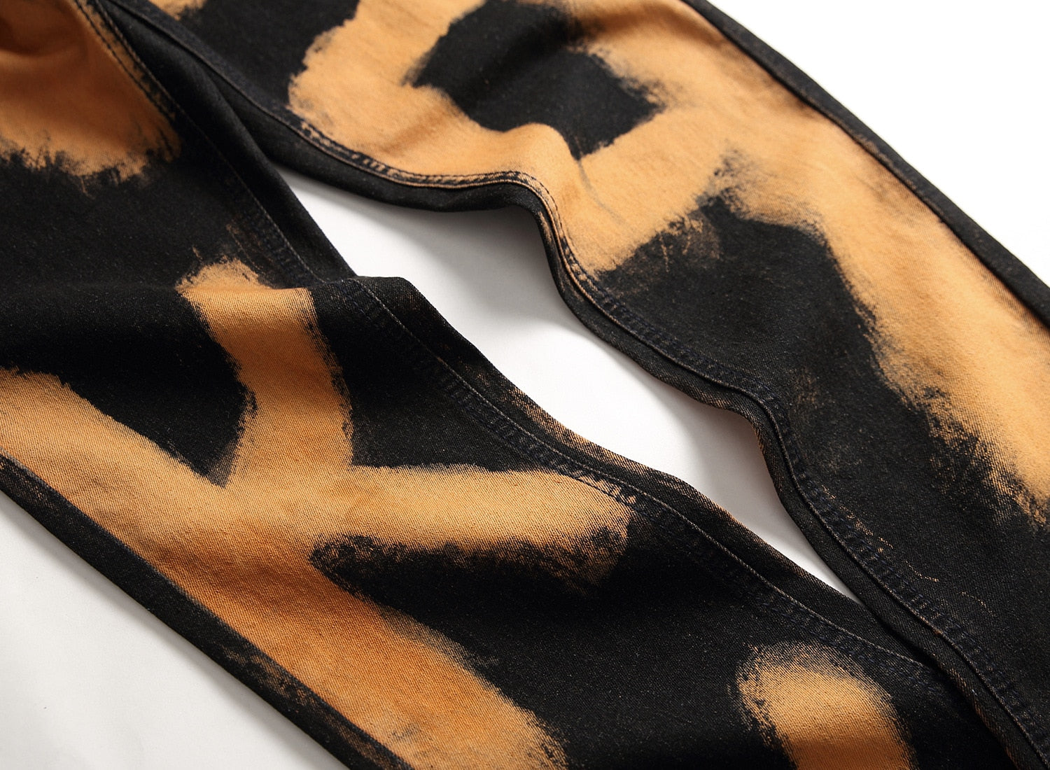 Color Painted Straight Denim Jeans