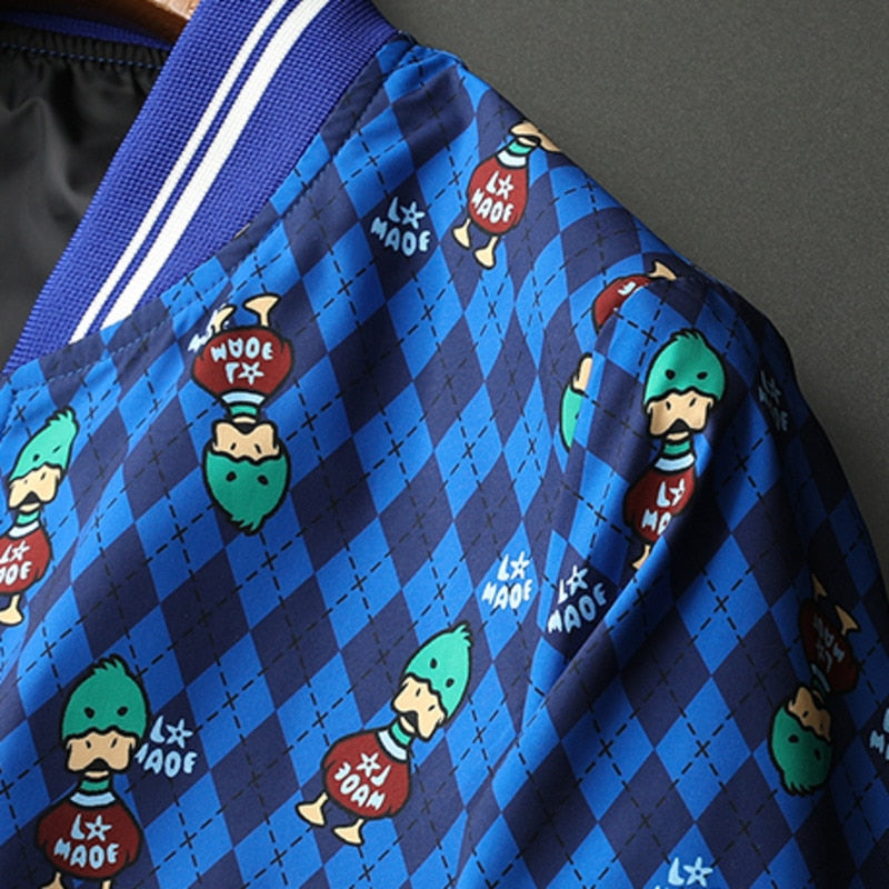 Expressive Cartoon Pattern Bomber Jacket