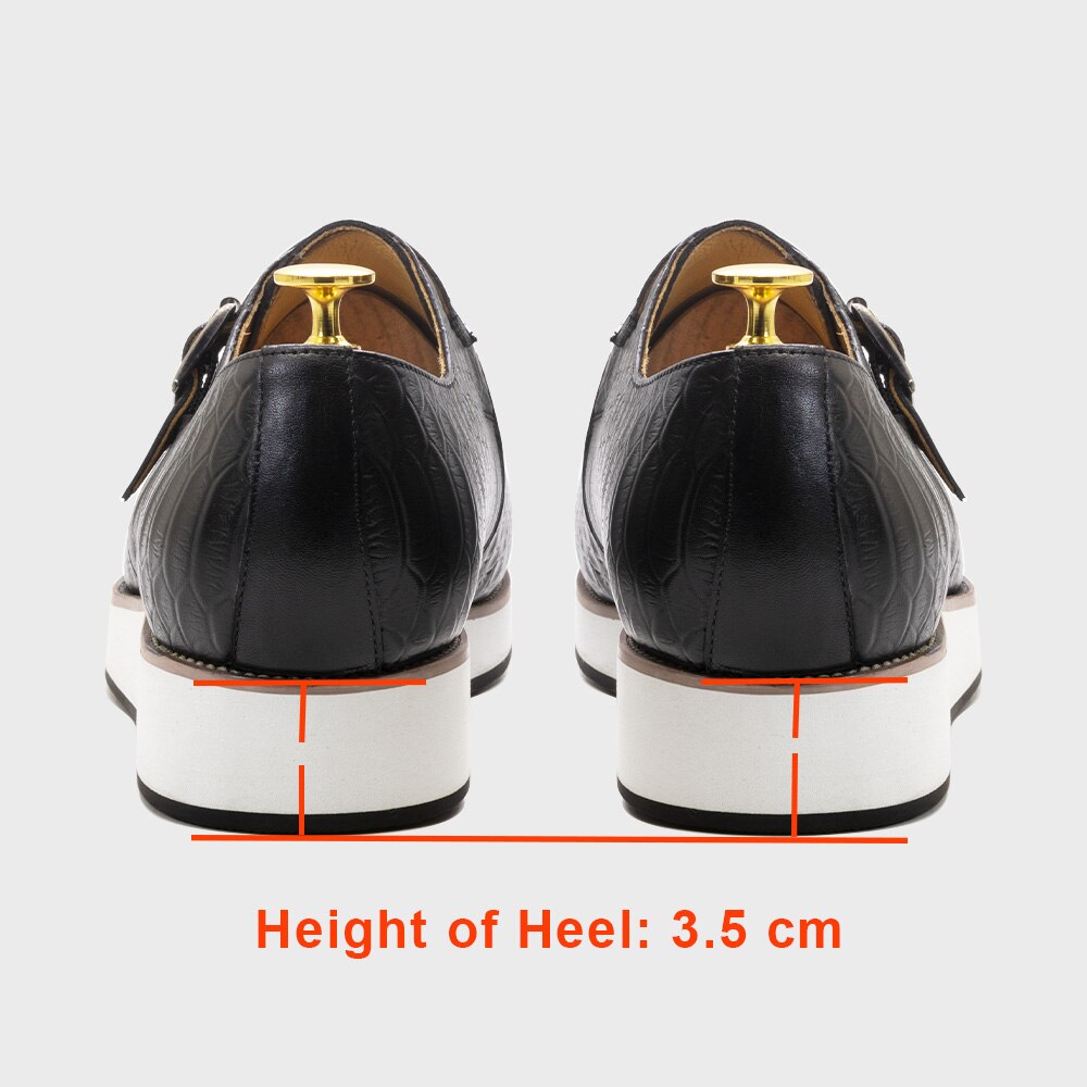 Genuine Leather Crocodile Pattern Monk Shoes