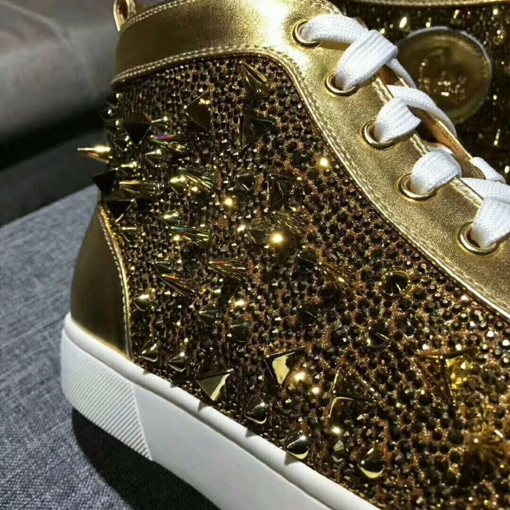 Solid Bright Rivets Studs High Top Style Men Sneaker