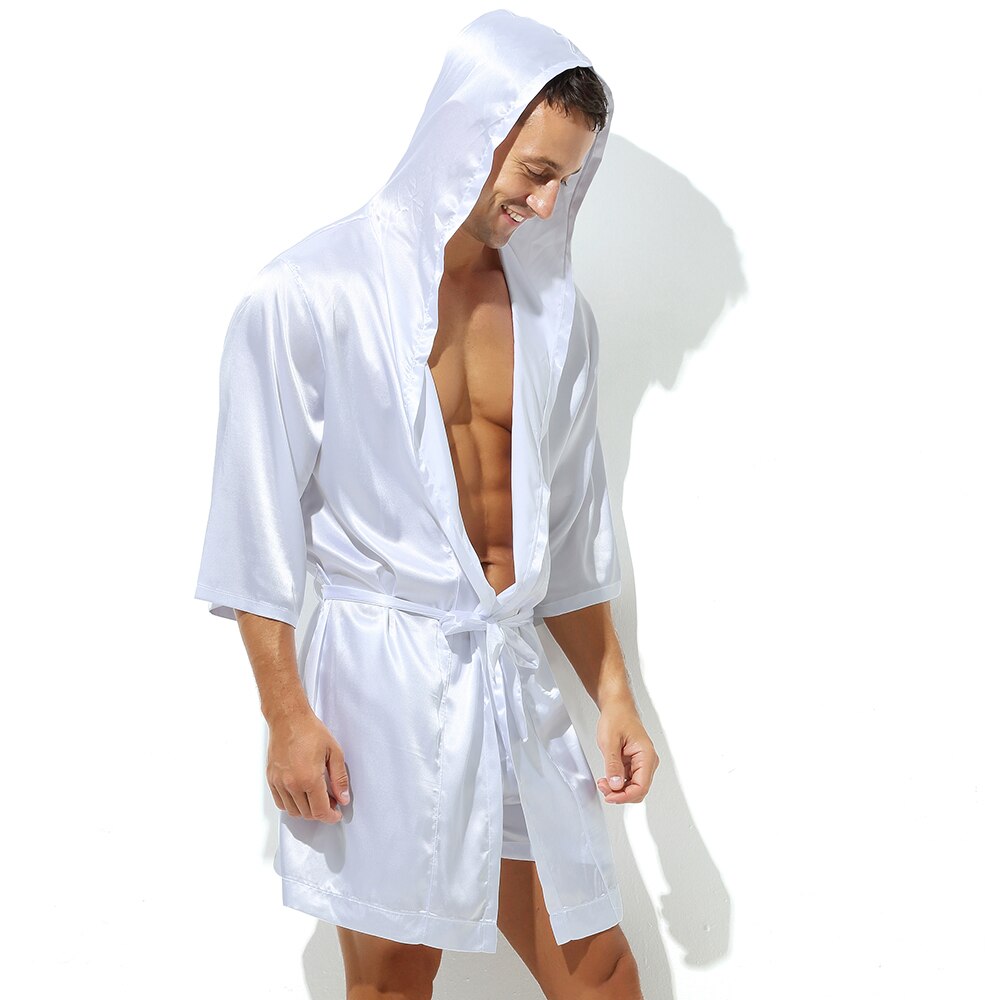 Hooded Satin Solid Pajamas Robe