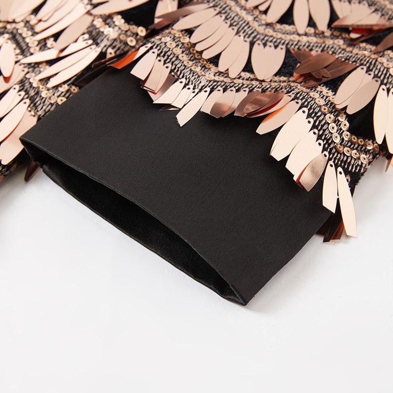 Gold Sequin Single-Breasted Blazer