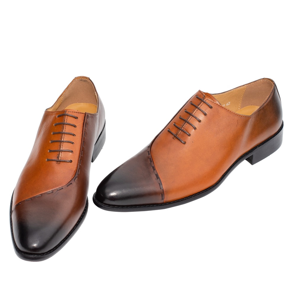 Double Color Office Formal Oblique Pointed Toe Men Dress Shoes