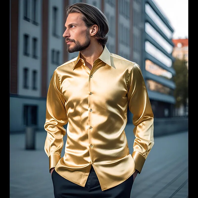 Classic Satin Silk Long Sleeve Shirt