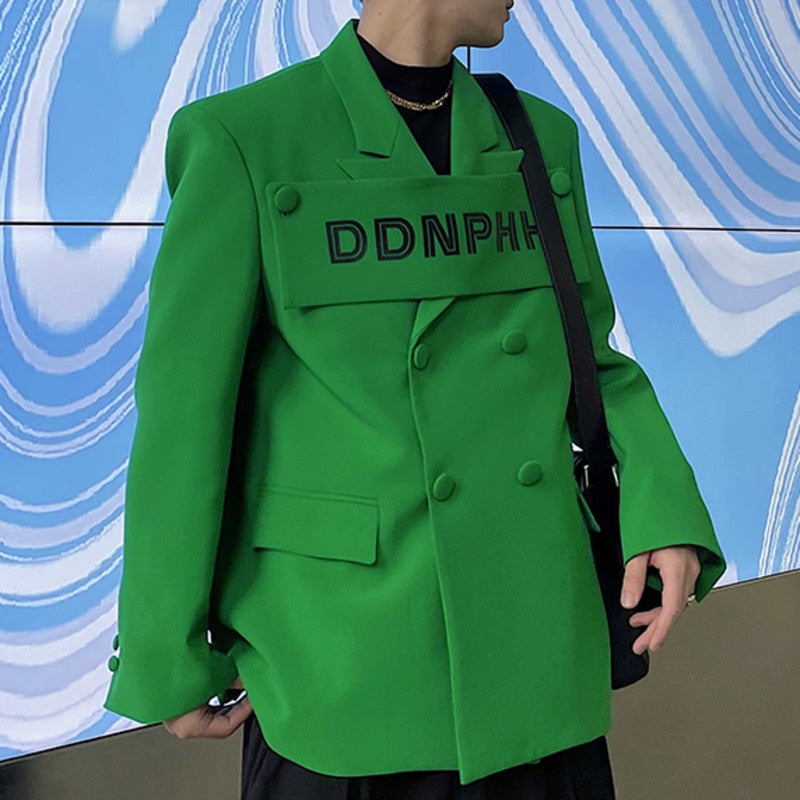 Oversize D Letter Deco Solid Blazer