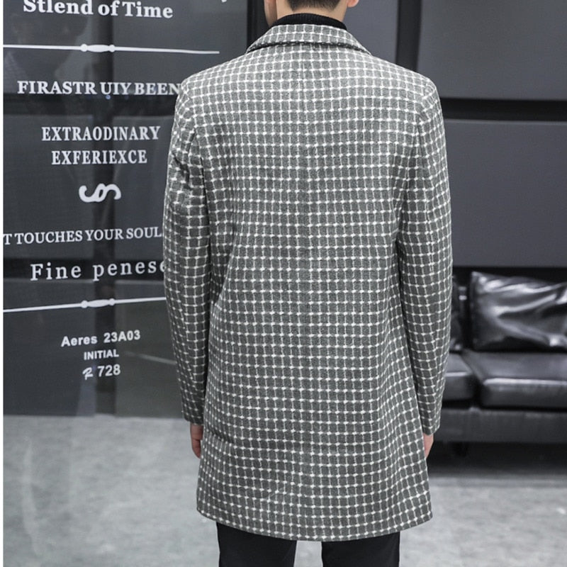 British Plaid Pattern Long Sleeve Coat