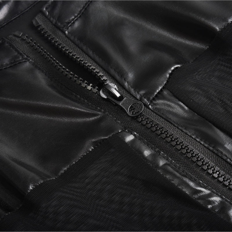 See Trough Decorated Leather Jumpsuits