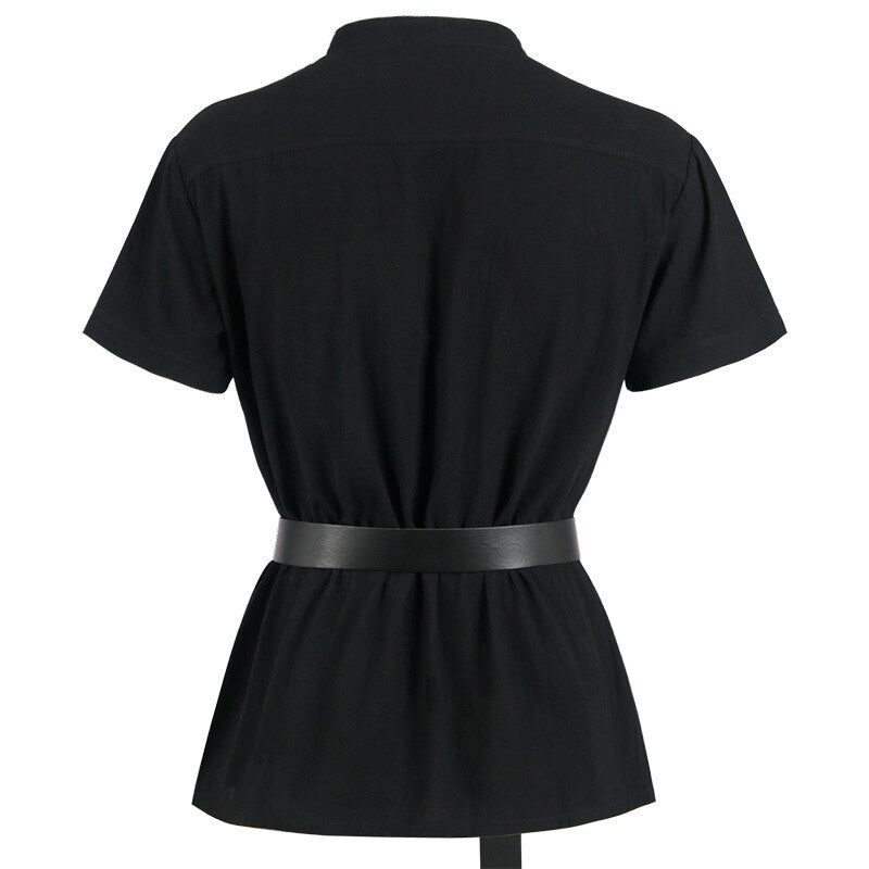 Medieval Lace-Up Solid T-Shirt