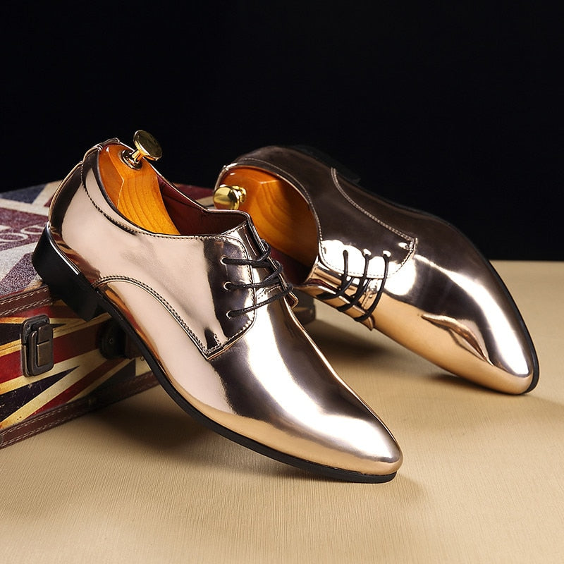 Lux Glossy Lace Up Men Oxfords Shoes