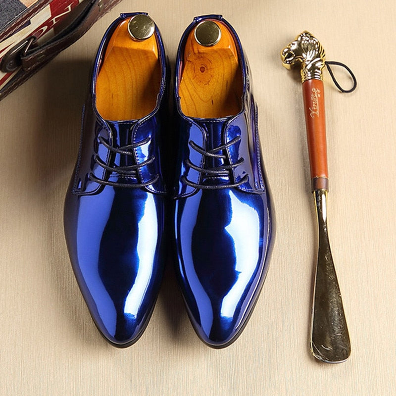Lux Glossy Lace Up Men Oxfords Shoes