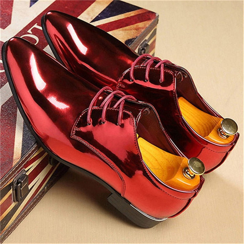 Lux Glossy Lace Up Men Oxfords Shoes