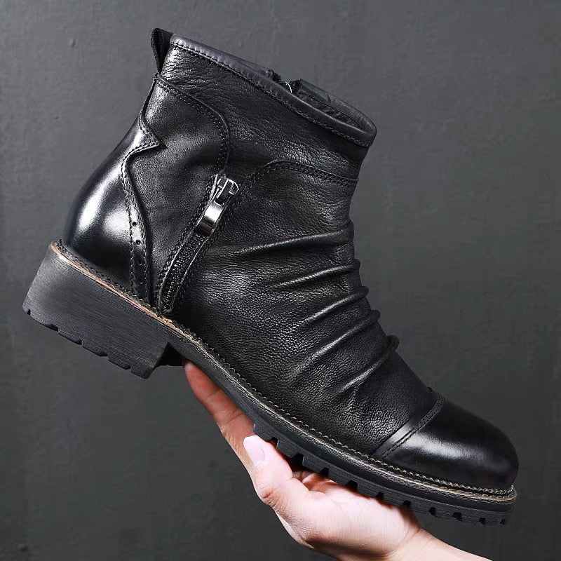 Retro Style Zippered Breathable Men Ankle Boots