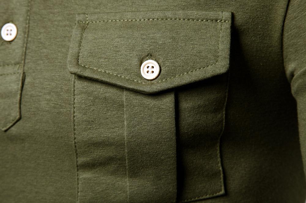 Military Style Solid Color Shirt