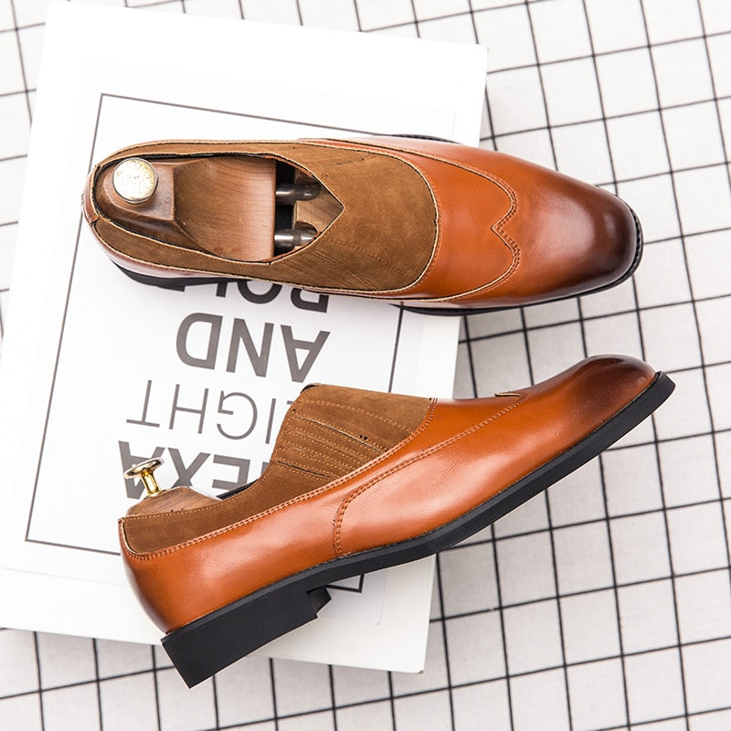 Velvet Combination PU Leather Men Oxford Shoes