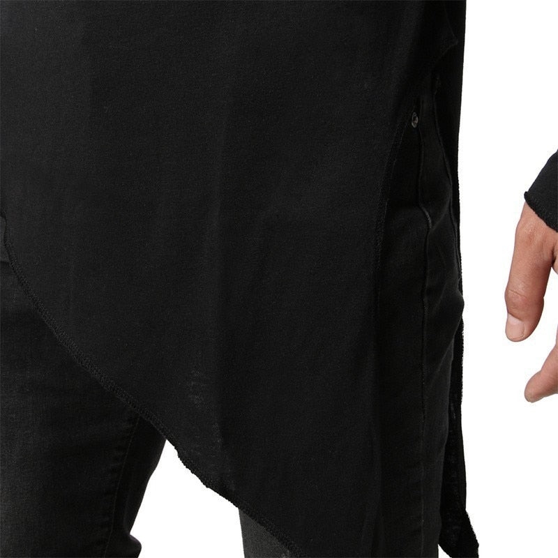 Oblique Cutting Line Men Basic O Neck T-Shirt